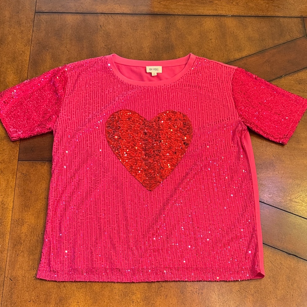 BiBi Fuchsia Sequin Heart Top